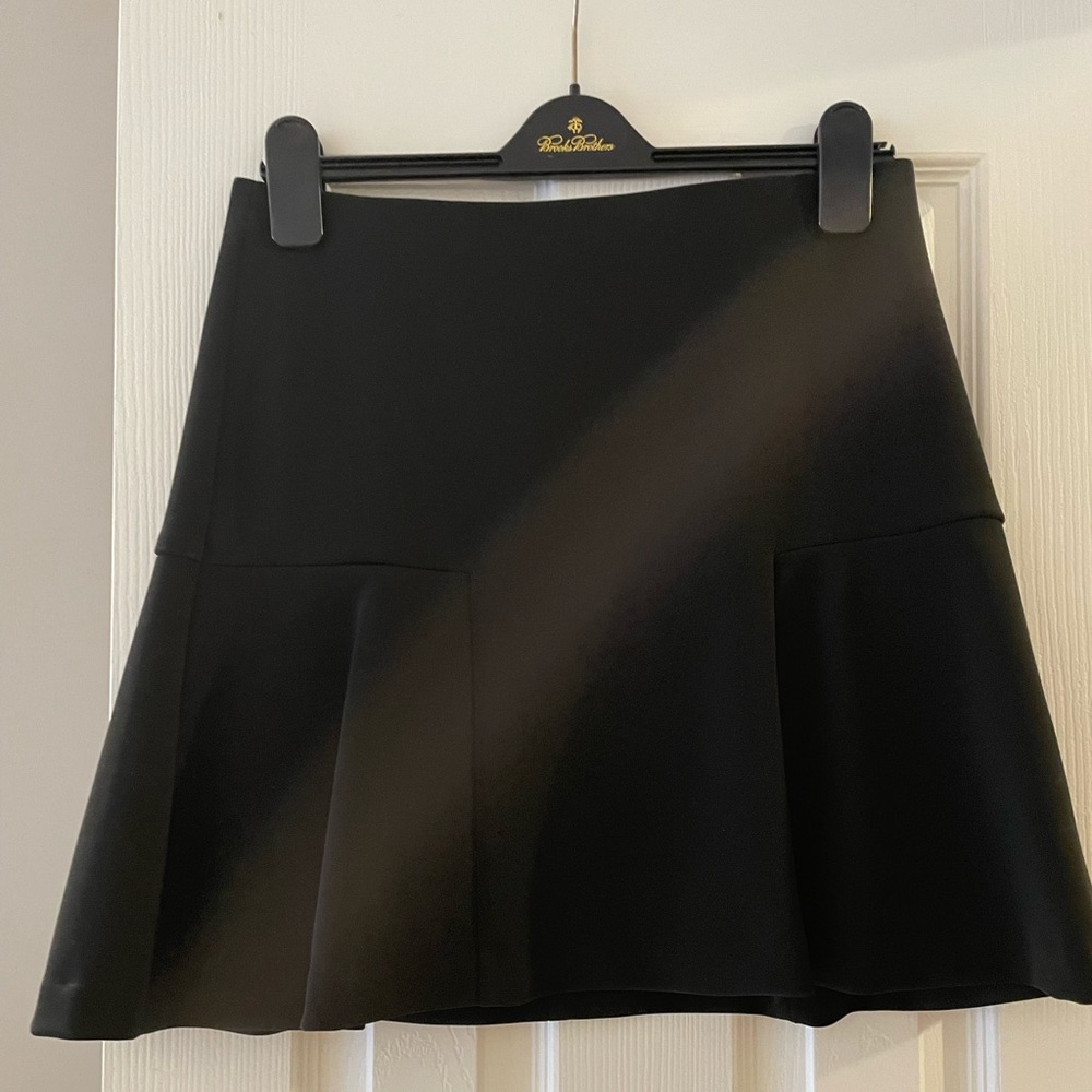 Ann Taylor Black Flared Skirt with geometric side panels